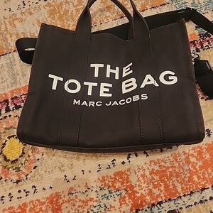 Marc Jacobs Black Tote Bag with White Lettering